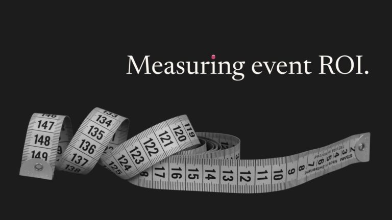 A tape measure on a dark background, with the line: Measuring event ROI.